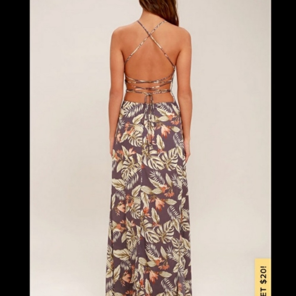 Lulu's Floral Maxi Dress in Purple and Cream